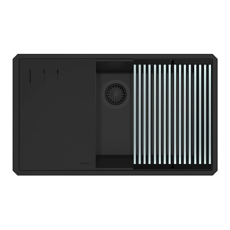 Ruvati 33-inch Undermount Workstation Granite Composite Kitchen Sink Matte Black RVG2306BK